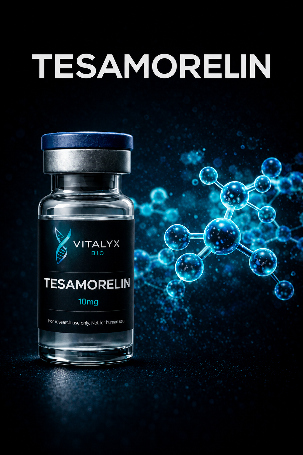 Tesamorelin 10mg research peptide vial — Vitalyx Bio